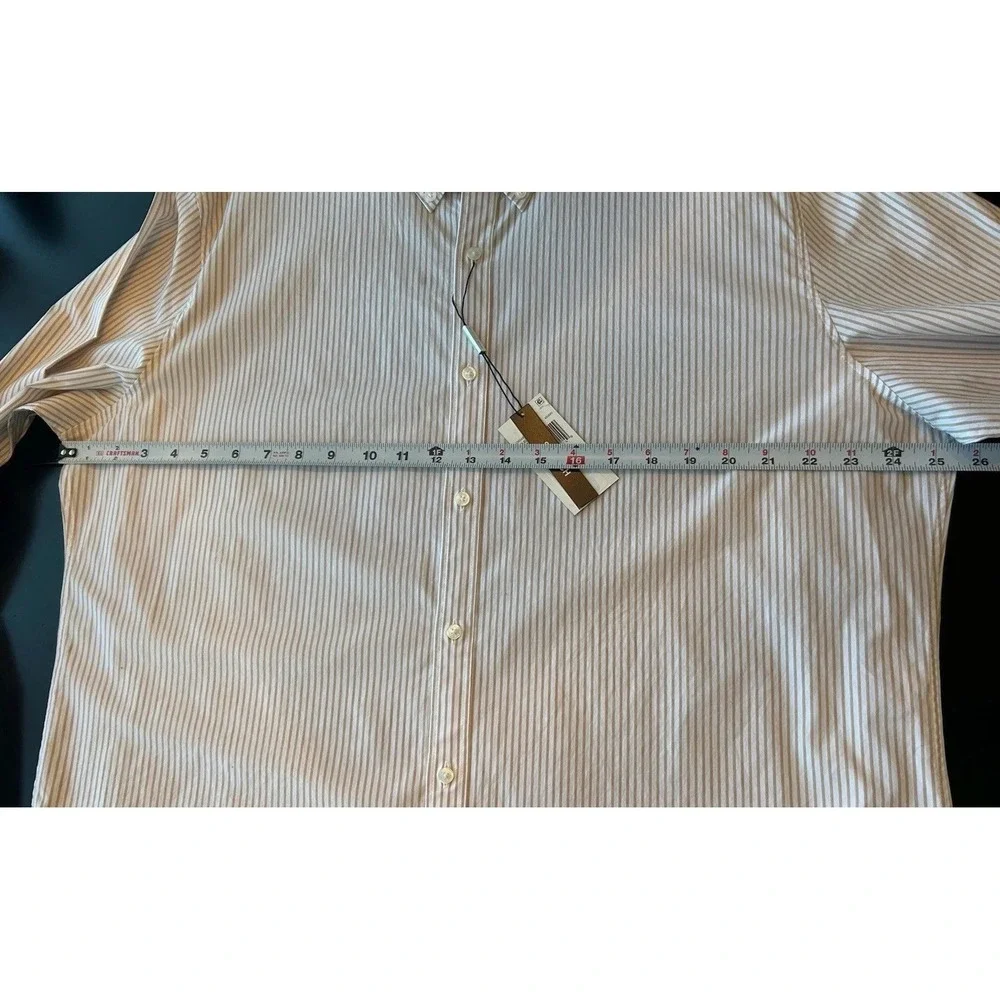 New Michael Kors Button Down Shirt 2XL Beige Stripe Cotton Elastane Stretch - Picture 9 of 13